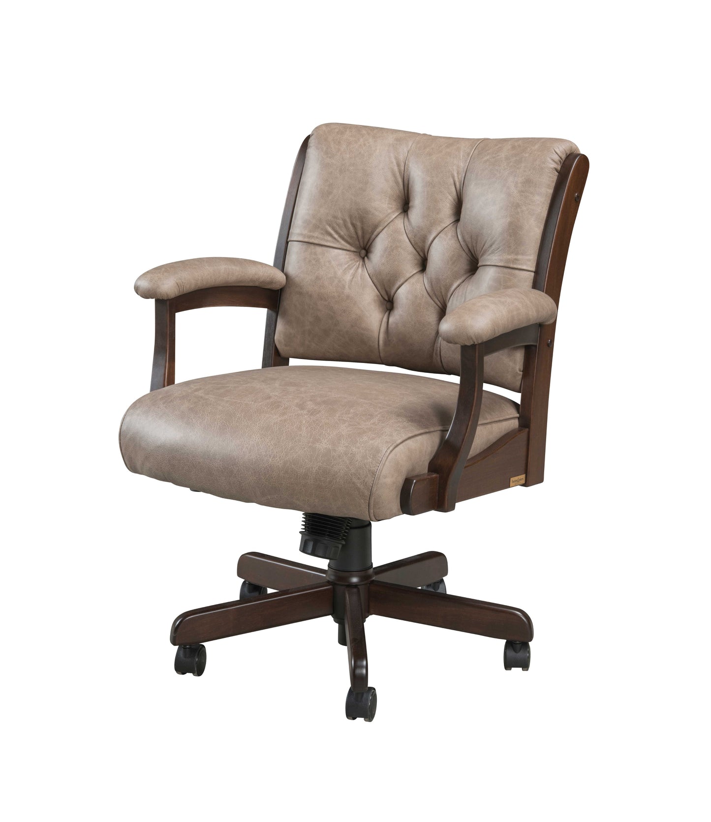 Chaise de bureau Amish Edelweiss à accoudoirs capitonnés avec vérin à gaz