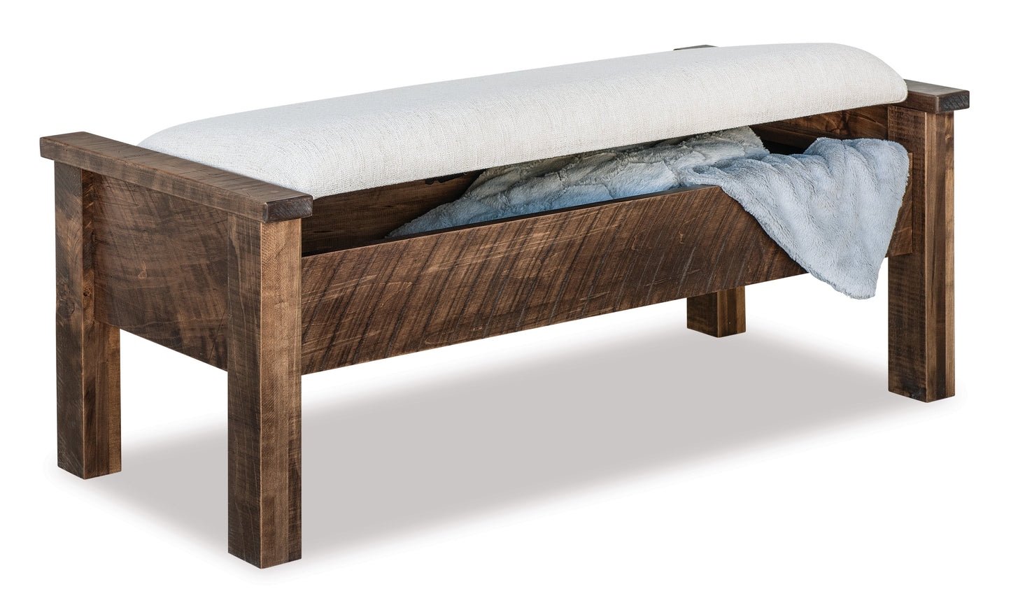 Siège de lit Amish en bois brut de sciage