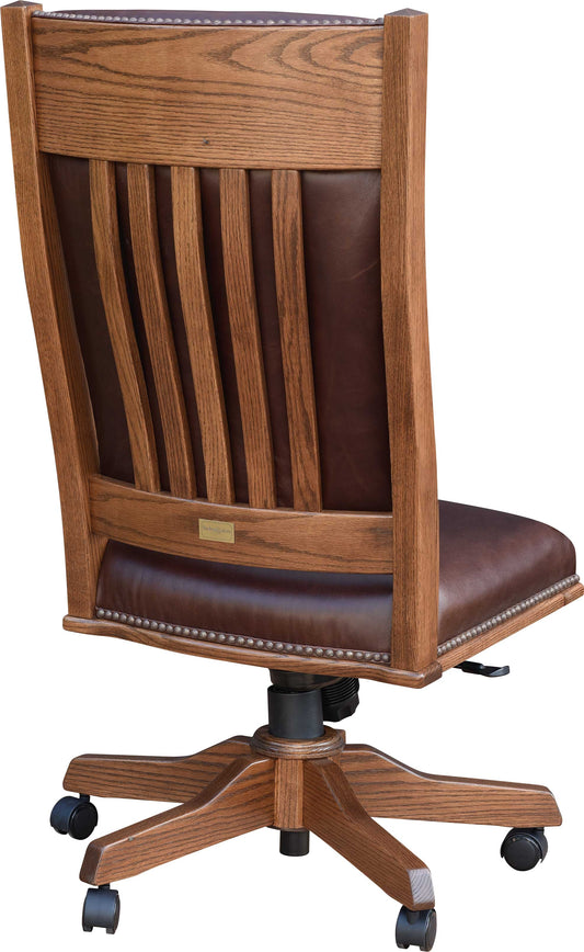 Chaise de bureau Amish Vintage Mission avec vérin à vis/à gaz