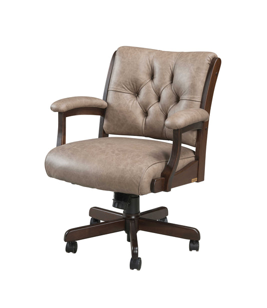 Chaise de bureau Amish Edelweiss à accoudoirs capitonnés avec vérin à gaz