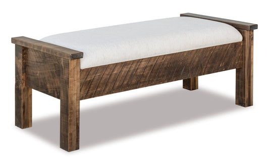 Siège de lit Amish en bois brut de sciage