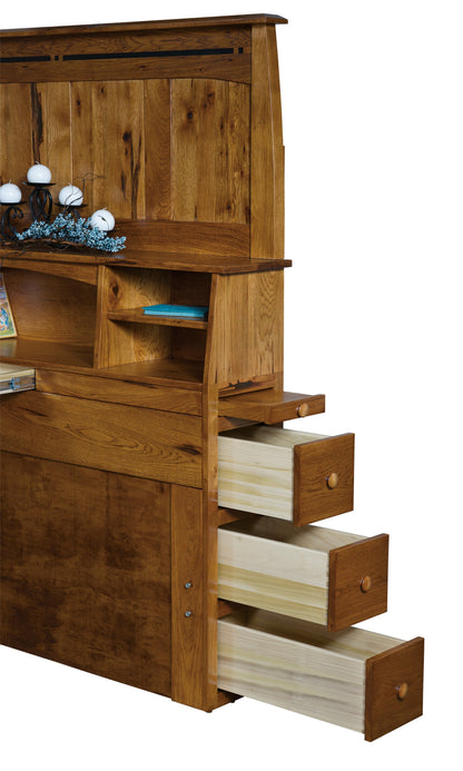 Tête de lit bibliothèque Amish Boulder Creek 12 po de profondeur 70 po de hauteur