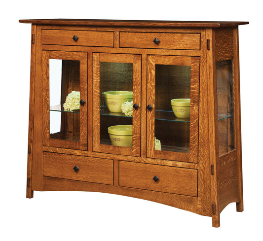 Buffet haut Amish McCoy à quatre tiroirs et trois portes