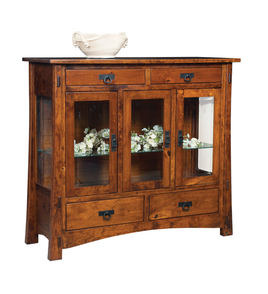 Buffet haut Amish Modesto à quatre tiroirs et trois portes