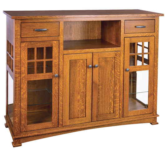 Buffet haut Amish Ethan à deux tiroirs et deux portes