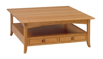 Table basse ouverte à deux tiroirs Amish Shaker Hill