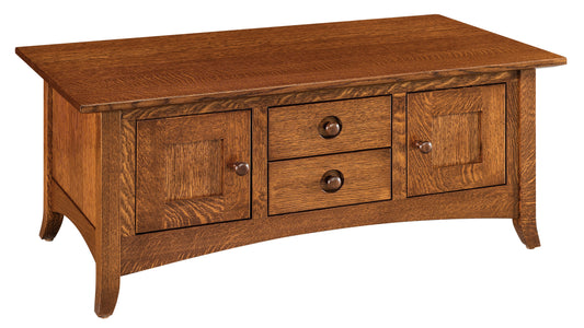 Table basse Amish Shaker Hill à deux tiroirs et deux portes