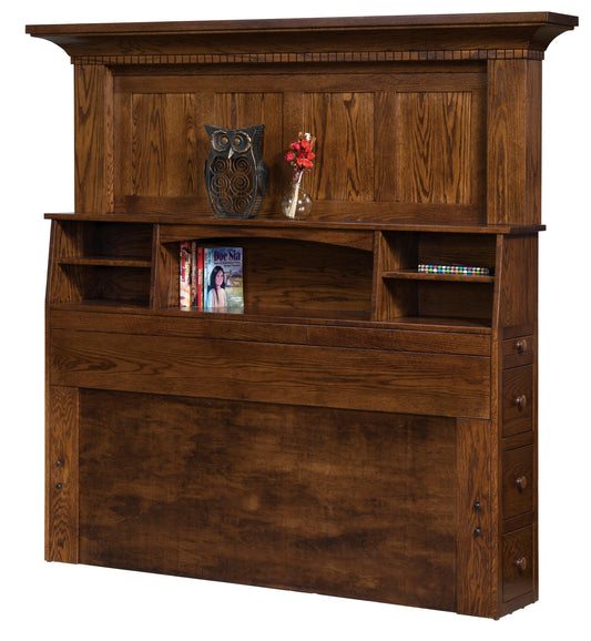 Tête de lit bibliothèque Amish Empire 12 po de profondeur 70,50 po de hauteur