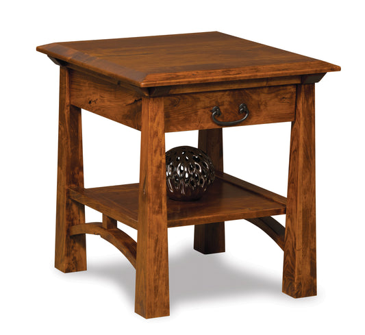 Table d'appoint ouverte Amish Artesa avec tiroir et étagère