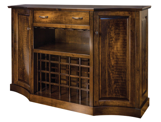 Armoire à vin Amish Kimberley à deux tiroirs et deux portes