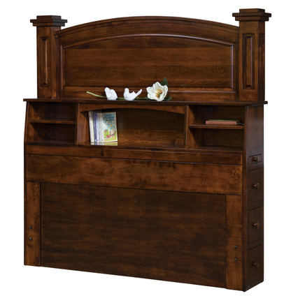 Tête de lit bibliothèque Amish Lexington 12 po de profondeur 68,50 po de hauteur
