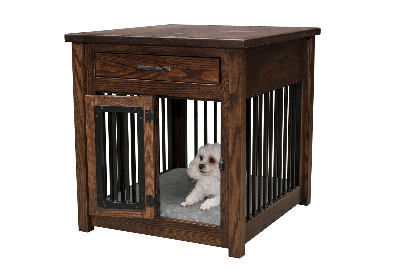 Table d'appoint Amish Macy Pet à un tiroir avec coussin