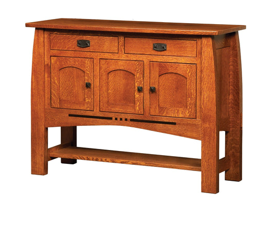 Buffet Amish Colebrook à deux tiroirs et trois portes avec miroir
